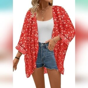Floral bohemian loose oversized kimono